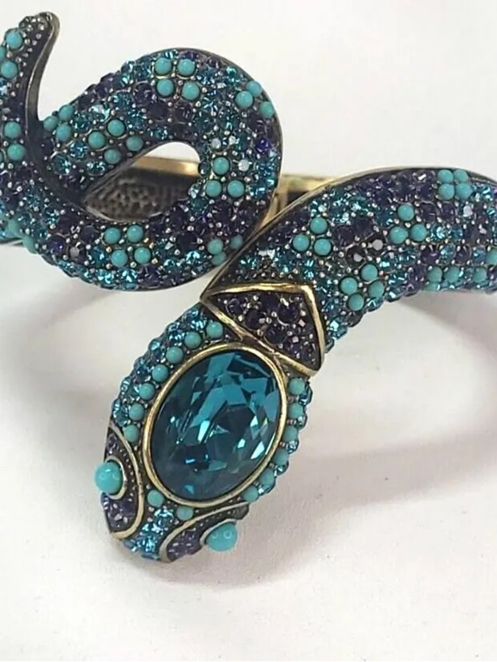 Brand New In Box! Heidi Daus Turquoise Crystal Snake Clap Watch